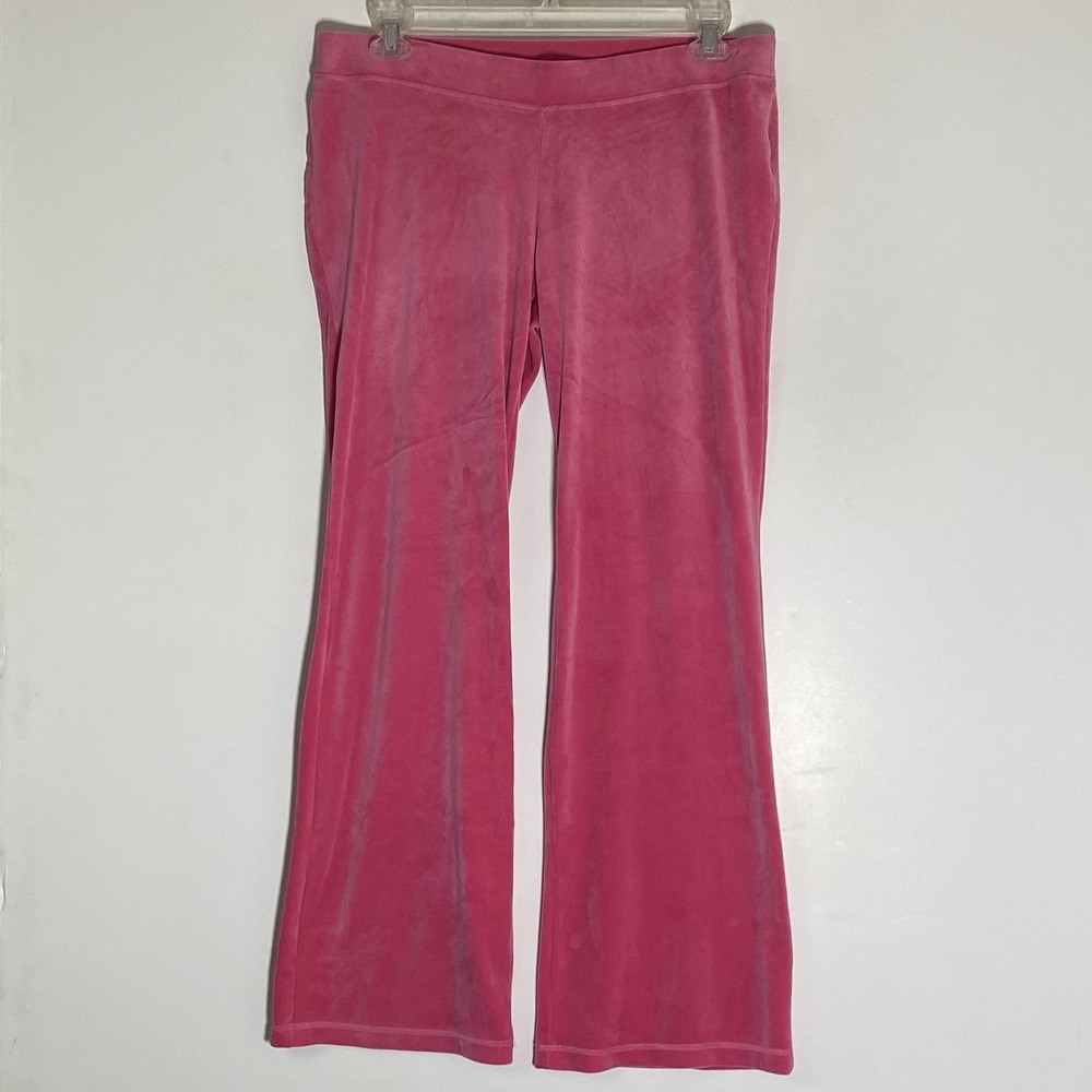Juicy Couture Trackpants Womens Large Pink Velour Rhinestone Sweatpants Meangirl